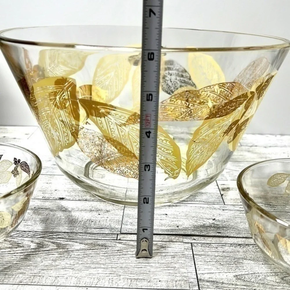 Vintage Mid Century Gold Leaf Bowl Set of 3